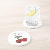 Two Red Cherries Illustration | Cute Fruit Art  Zandsteen Onderzetter (Zijkant)