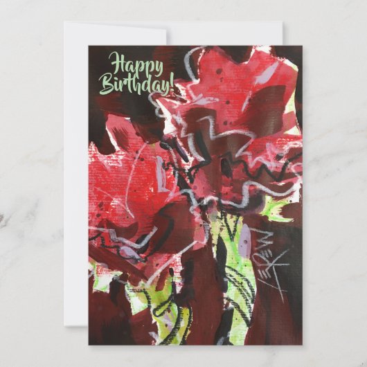 Two Red Flowers Crayon Resist beroemd gemaakt door Kaart (Voorkant)