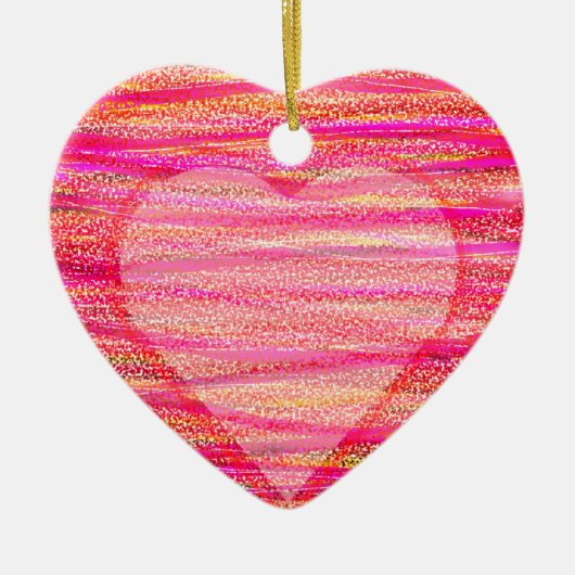 Two Red Hearts on a Valentines Day Tree  Keramisch Ornament (Voorkant)