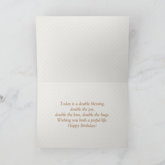 Two red roses Twin Birthday Card Kaart (Binnen)