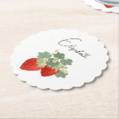 Two Red Strawberries with Leaves & Flowers | Fruit Kartonnen Onderzetters (Gekanteld)