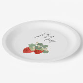 Two Red Strawberries with Leaves & Flowers | Fruit Papieren Bordje (Gekanteld)