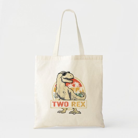 Two Rex 2Nd Birthday Boy Second Dinosaur 2 Year Ol Tote Bag (Voorkant)