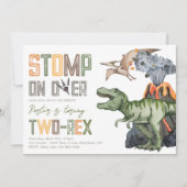 Two-Rex Dino Verjaardag uitnodiging (Voorkant)