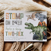 Two-Rex Dino Verjaardag uitnodiging