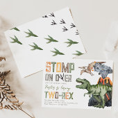 Two-Rex Dino Verjaardag uitnodiging