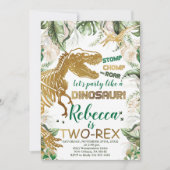 Two-Rex Dinosaurus Verjaardag, Dino T-Rex Kaart (Voorkant)