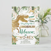 Two-Rex Dinosaurus Verjaardag, Dino T-Rex Kaart (Staand voorkant)