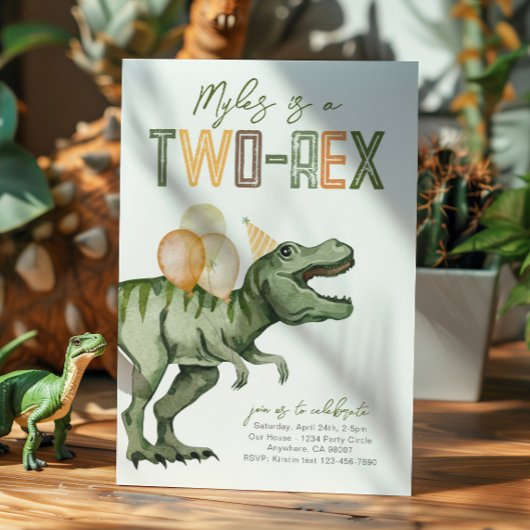 Two-Rex Dinosaurus Verjaardag Uitnodiging
