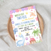 Two-Rex Jongen Dinosaurus Verjaardag Uitnodiging