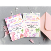 Two-Rex Meisje Dinosaurus Verjaardag Uitnodiging