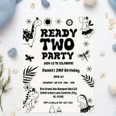 Two Rex Ready Two Party, Boy Second Birthday Party Kaart