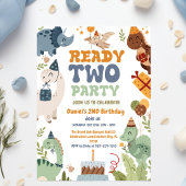 Two Rex Ready Two Party, Boy Second Birthday Party Kaart