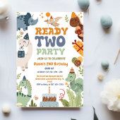 Two Rex Ready Two Party, Boy Second Birthday Party Kaart