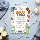 Two Rex Ready Two Party, Boy Second Birthday Party Kaart