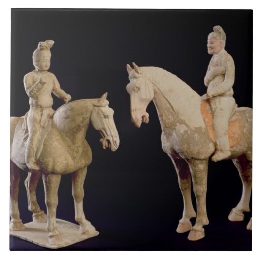 Two Riders, Chinees, Tang dynasty (618-906) (terra Tegeltje (Voorkant)