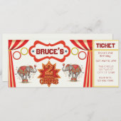Two Ring Circus, 2nd Birthday Ticket Invitation (Voorkant / Achterkant)