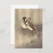 Two Ring Sparrows in the Rain by Ohara Koson Bedankkaart (Voorkant / Achterkant)
