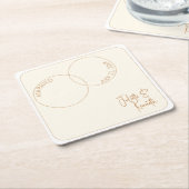 Two Rings Minimalist Wedding Paper Coaster Kartonnen Onderzetters (Schuin)