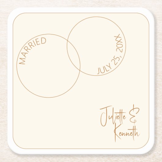 Two Rings Minimalist Wedding Paper Coaster Kartonnen Onderzetters (Voorkant)