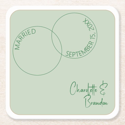 Two Rings Minimalist Wedding Paper Coaster Kartonnen Onderzetters (Voorkant)