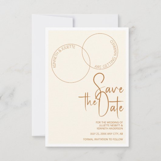 Two Rings Save The Wedding Date Invitation Kaart (Voorkant)