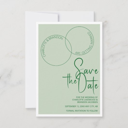 Two Rings Save The Wedding Date Invitation Kaart (Voorkant)