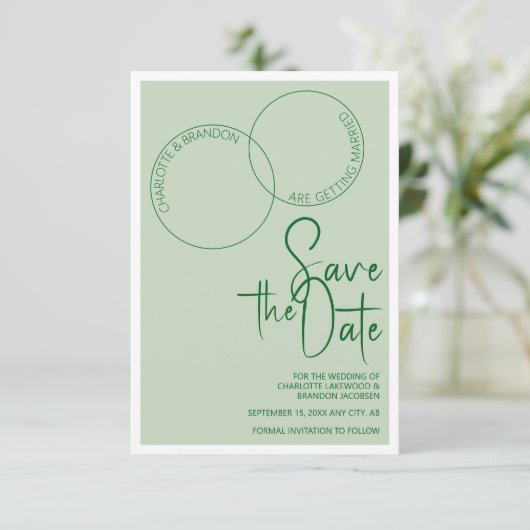 Two Rings Save The Wedding Date Invitation Kaart (Staand voorkant)