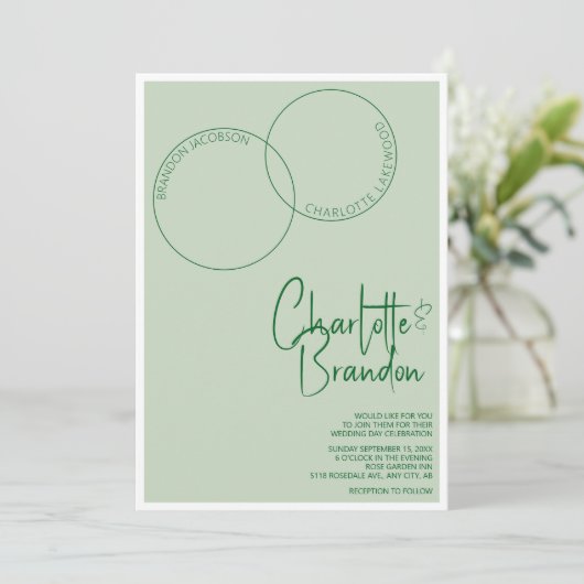 Two Rings Wedding Invitation Kaart (Staand voorkant)