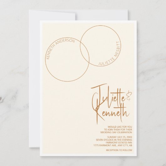 Two Rings Wedding Invitation Kaart (Voorkant)