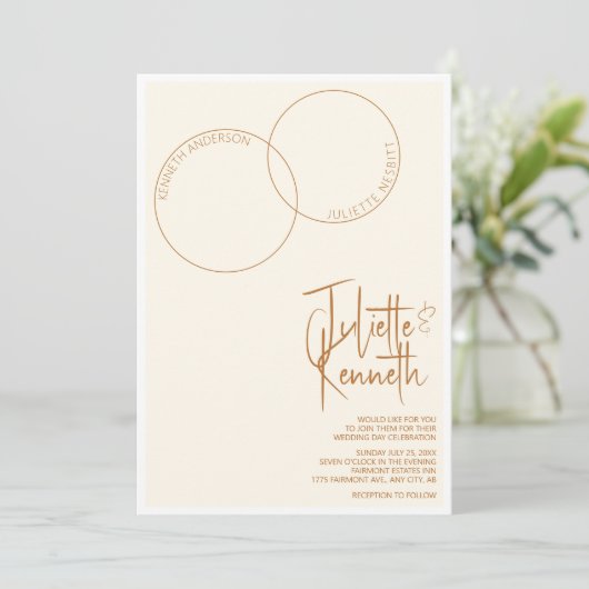 Two Rings Wedding Invitation Kaart (Staand voorkant)