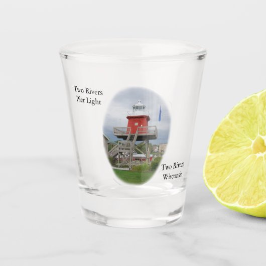 Two Rivers Pier Light shotglas Shot Glas (Voorkant)