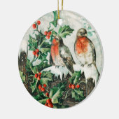 Two robins on a fence in the snow keramisch ornament (Links)