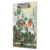 Two robins on a fence in the snow klembord (Links)