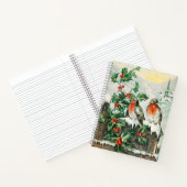 Two robins on a fence in the snow notitieboek (Binnen)