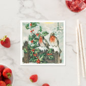 Two robins on a fence in the snow servet (Insitu)