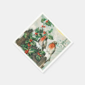 Two robins on a fence in the snow servet (Hoek)