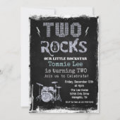 Two Rocks Rockstar Drumstel 2e Verjaardagsuitnodig Kaart (Voorkant)