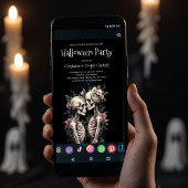 Two Romantic Gothic Human Skeletons Embracing Kaart