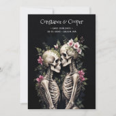 Two Romantic Gothic Human Skeletons Embracing Save The Date (Voorkant)