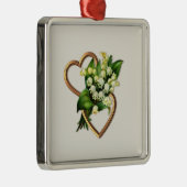 Two Romantic Hearts with White Lilies Metalen Ornament (Rechts)
