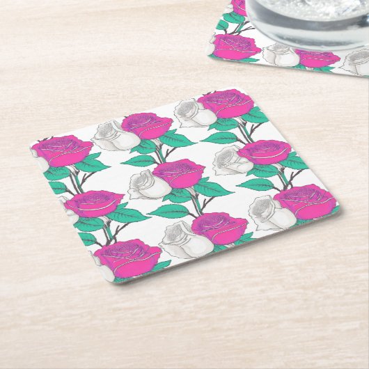 Two Rose Coaster Kartonnen Onderzetters (Schuin)