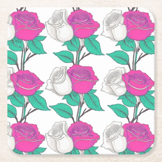 Two Rose Coaster Kartonnen Onderzetters (Voorkant)