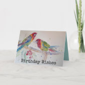 Two Rosella Parrots Watercolour Birthday Card Kaart (Voorkant)