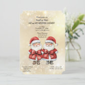 Two Santas His and His Wedding Shower Invitation Feestdagenkaart (Staand voorkant)