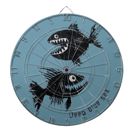 Two scary fish, personalized dartbord (Voorkant)