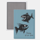 Two scary fish, personalized magneet (Voorkant / Achterkant)