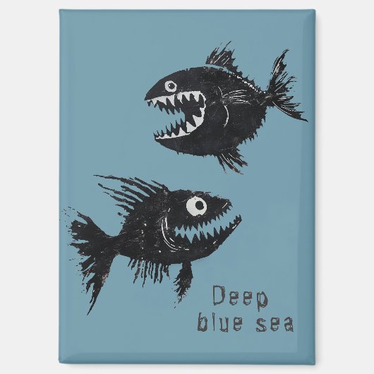 Two scary fish, personalized magneet (Voorkant)