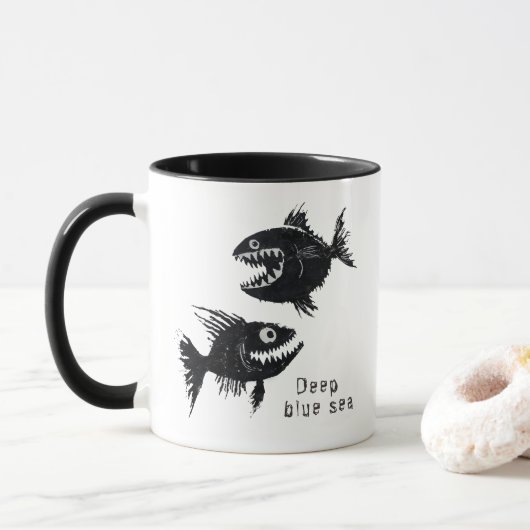 Two scary fish, personalized mok (Met donut)