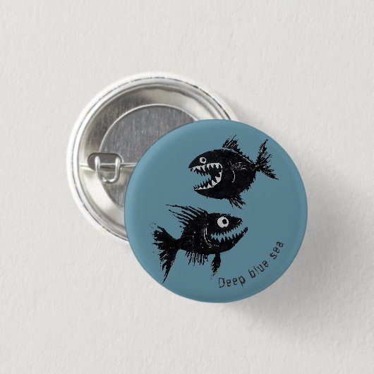 Two scary fish, personalized ronde button 3,2 cm (Voorkant /achterkant)
